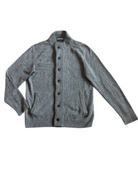 Barbour Tisbury Button-Down Cardigan Sweater Hidden Zipper Wool Blend Grey Large